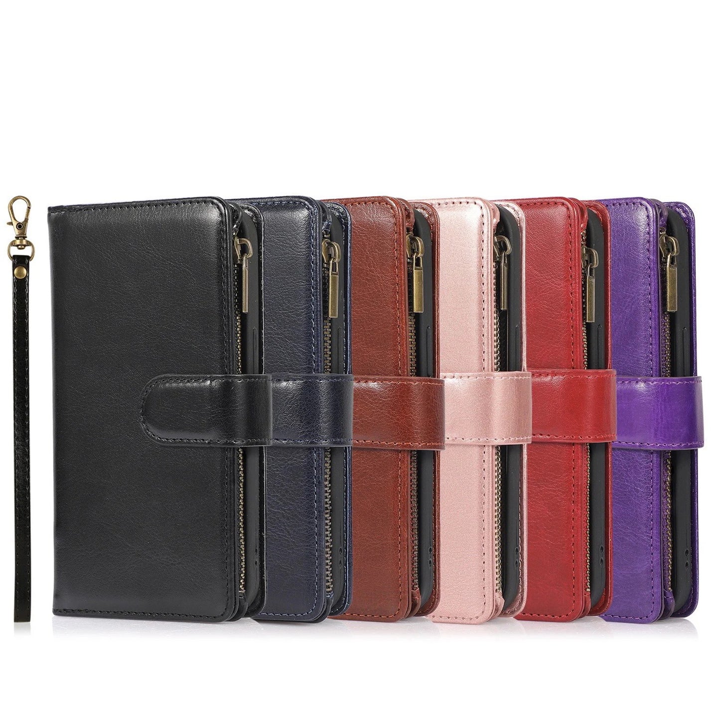 iPhone 16 6.1 Multi Cards Leather Case With Zipper