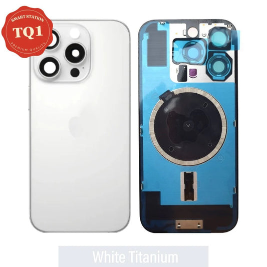 A Premium iPhone 16 Pro Back Rear Cover Replacement w Rear Camera Lens& MagSafe Magnet (Glass with Metal Panel)