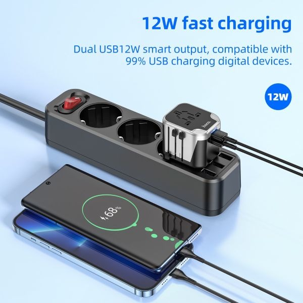 hoco. AC5 Dual USB Universal Charger Adapter - Black