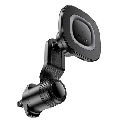 hoco. HW30 Crown Magnetic Wireless Charging Car Holder Air Outlet - Black Metal Gray