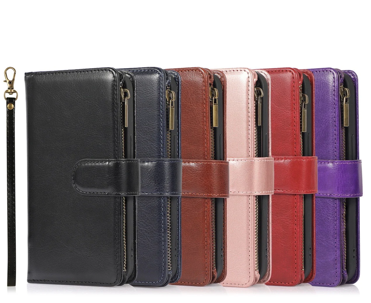 iPhone 16 Pro Max 6.9 Multi Cards Leather Case With Zipper