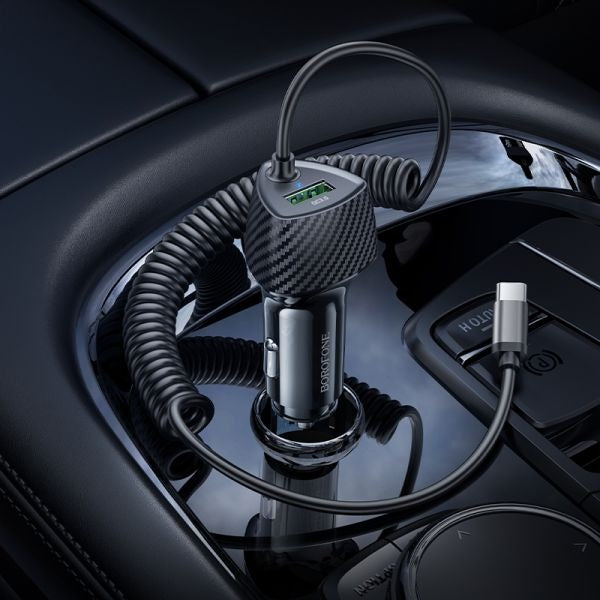 BOROFONE BZ31E Solid PD30W+QC3.0 Car Charger with Cable(Type-C) - Black