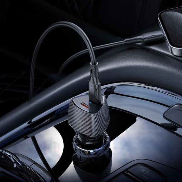 BOROFONE BZ31D Solid PD60W(2C) Car Charger Set(C to iP) - Black