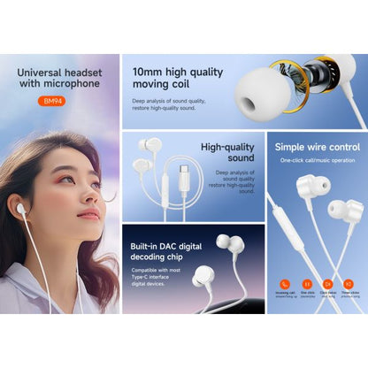 BOROFONE BM94 Sonar Universal Digital Earphones with Microphone Type-C