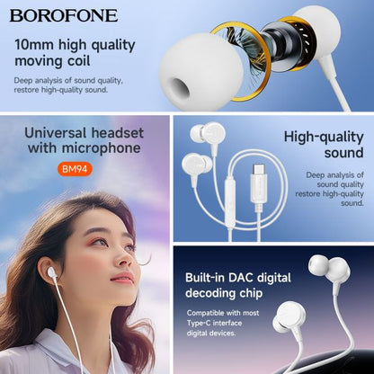 BOROFONE BM94 Sonar Universal Digital Earphones with Microphone Type-C