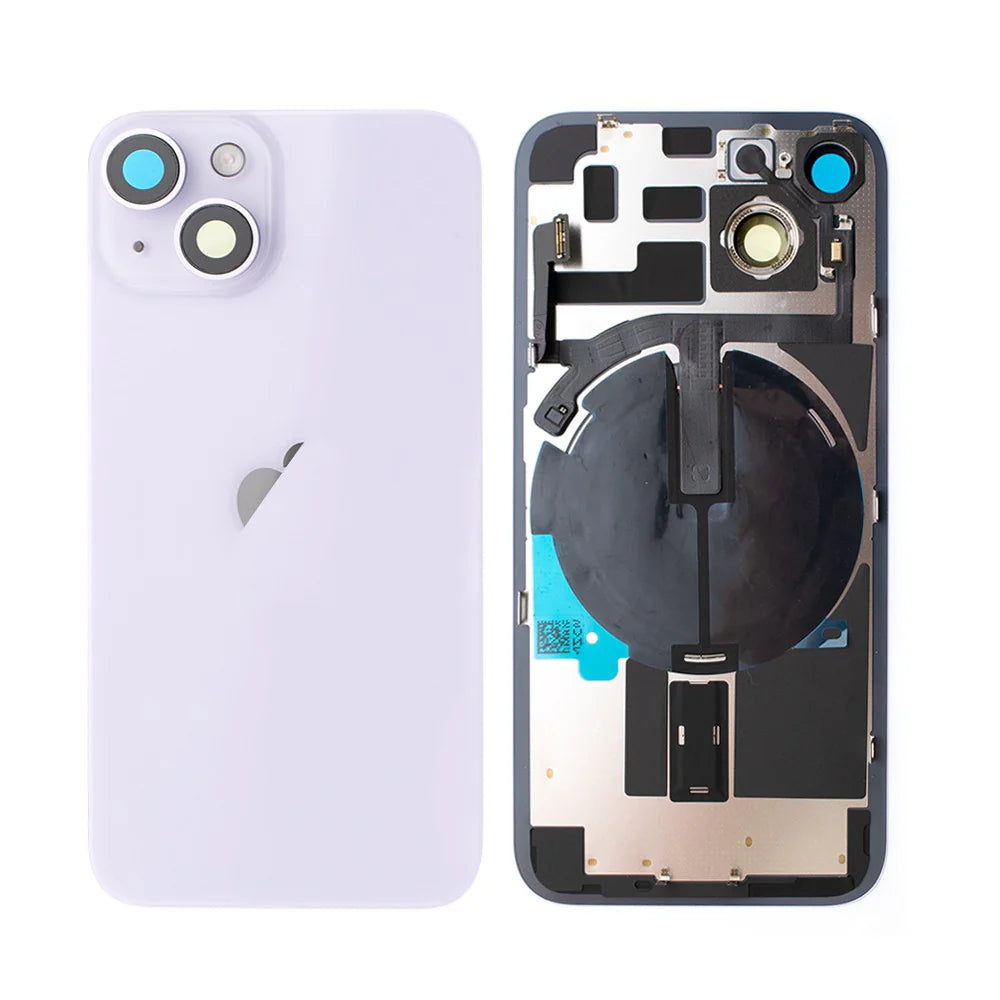Rear Cover Glass with Back Panel Frame for iPhone 14 Plus (with wireless charging pad and flash)
