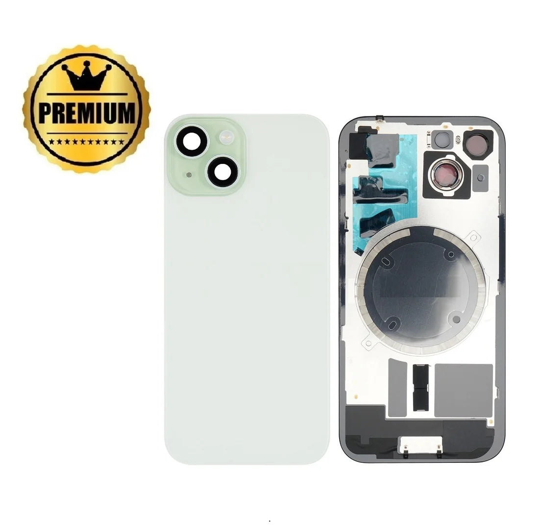 [TQ1] iPhone 15 PLUS Back Rear Cover w Rear Camera Lens& MagSafe Magnet (Glass with Metal Panel)