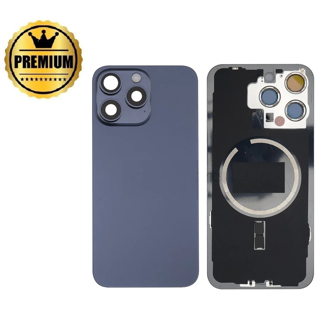 [TQ1] iPhone 15 Pro Back Rear Cover w Rear Camera Lens& MagSafe Magnet (Glass with Metal Panel)