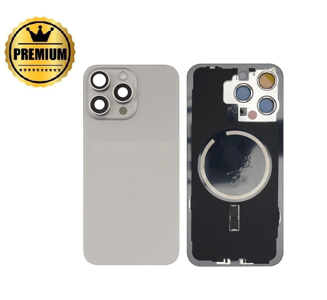 [TQ1] iPhone 15 Pro Back Rear Cover w Rear Camera Lens& MagSafe Magnet (Glass with Metal Panel)