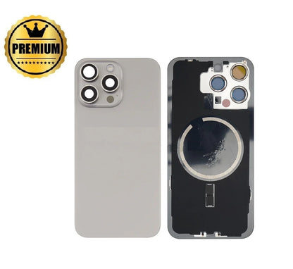 [TQ1] iPhone 15 Pro Back Rear Cover w Rear Camera Lens& MagSafe Magnet (Glass with Metal Panel)