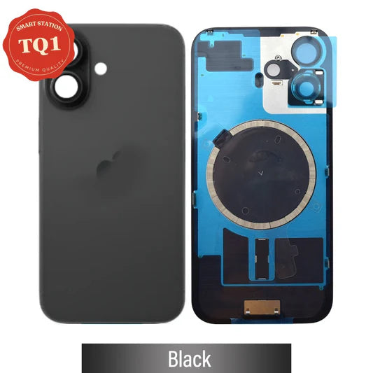 Premium iPhone 16 Back Rear Cover Replacement w Rear Camera Lens& MagSafe Magnet (Glass with Metal Panel)
