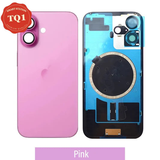 Premium iPhone 16 Back Rear Cover Replacement w Rear Camera Lens& MagSafe Magnet (Glass with Metal Panel)