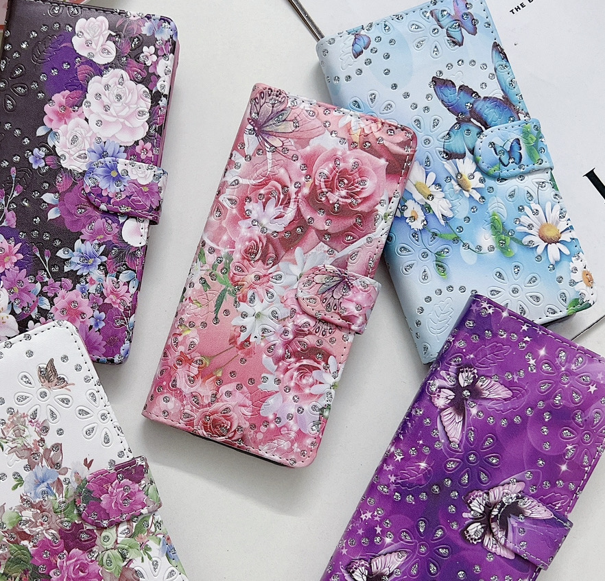 iPhone 15 6.1 Book Case Diamond Pattern Case