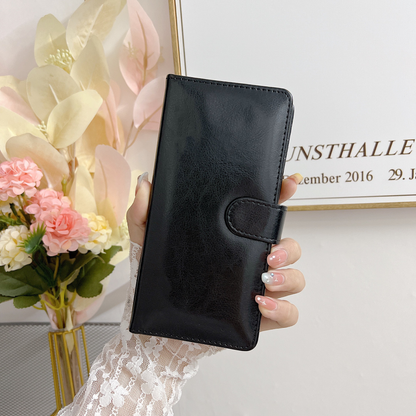 iPhone 15 6.1 Book Case Fashion Plain thick Leather Case