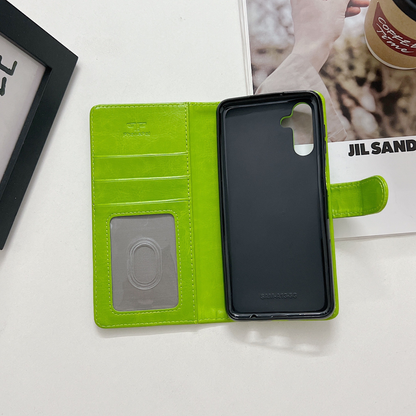 iPhone 15 6.1 Book Case Fashion Plain thick Leather Case