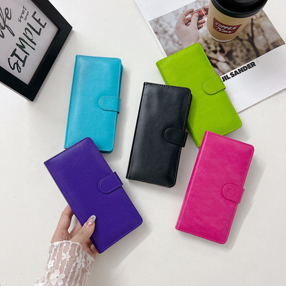 iPhone 15 6.1 Book Case Fashion Plain thick Leather Case
