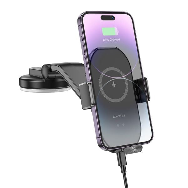 BOROFONE BH206 Rusher Infrared Wireless Fast Charging Car Holder(center console) - Black