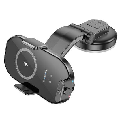 BOROFONE BH206 Rusher Infrared Wireless Fast Charging Car Holder(center console) - Black