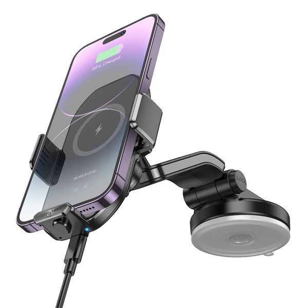 BOROFONE BH206 Rusher Infrared Wireless Fast Charging Car Holder(center console) - Black