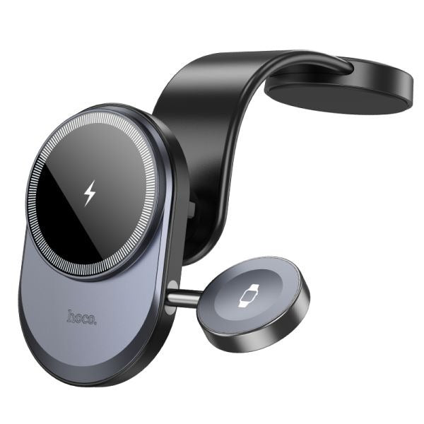 hoco. HW28 Excelso 2-in-1 Wireless Fast Charging Car Holder Center Console (MagSafe Compatible) - Black Gray