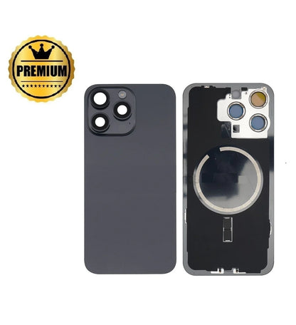 [TQ1] iPhone 15 Pro Back Rear Cover w Rear Camera Lens& MagSafe Magnet (Glass with Metal Panel)