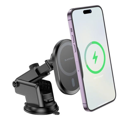 BLACKTECH BL-BH201 15W Super Mag All in 1 Wireless Charging Car Holder (MagSafe Compatible) - Black