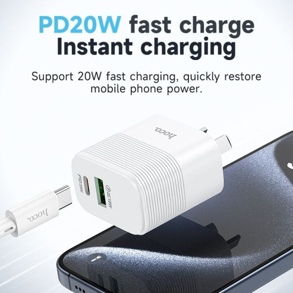hoco. NU1 1C1A PD20W QC3.0 Power Adapter - White