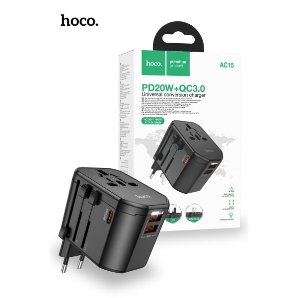 hoco. AC15 PD20W 1C2A Universal Charger - Black