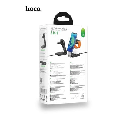 hoco. CQ3 15W Motorcycle Folding 3 in 1 Mag Fast Wireless Charger (MagSafe Compatible) - White
