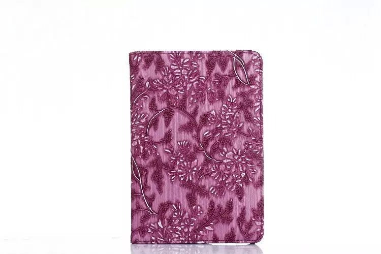 iPad Mini 1 2 3 Book Case Rotating Embossed Flower