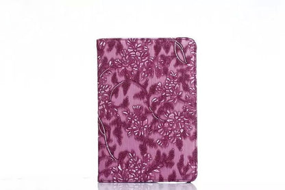 iPad Mini 1 2 3 Book Case Rotating Embossed Flower