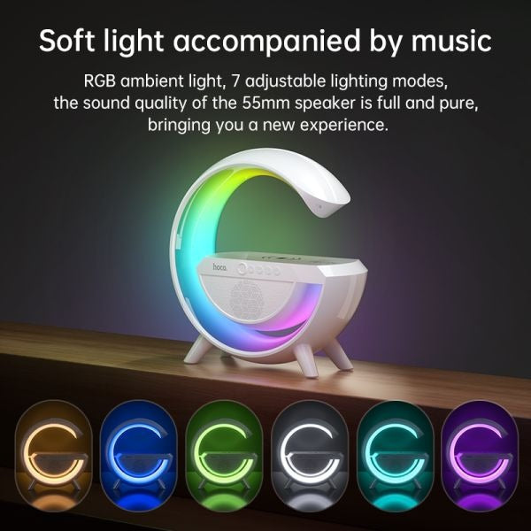 hoco. DS43 15W Wireless Charging Big-G Smart Ambient Light Wireless Speaker - White