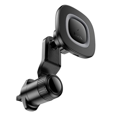 hoco. HW30 Crown Magnetic Wireless Charging Car Holder Air Outlet - Black Metal Gray
