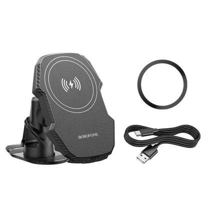 BOROFONE BH216 Adelante Mag Wireless Fast Charging Car Holder Center Console (MagSafe Compatible) - Black
