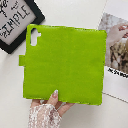 iPhone 13 6.1 Book Case Fashion Plain Thick Leather Case
