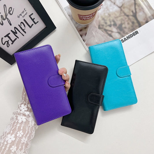 iPhone 13 6.1 Book Case Fashion Plain Thick Leather Case