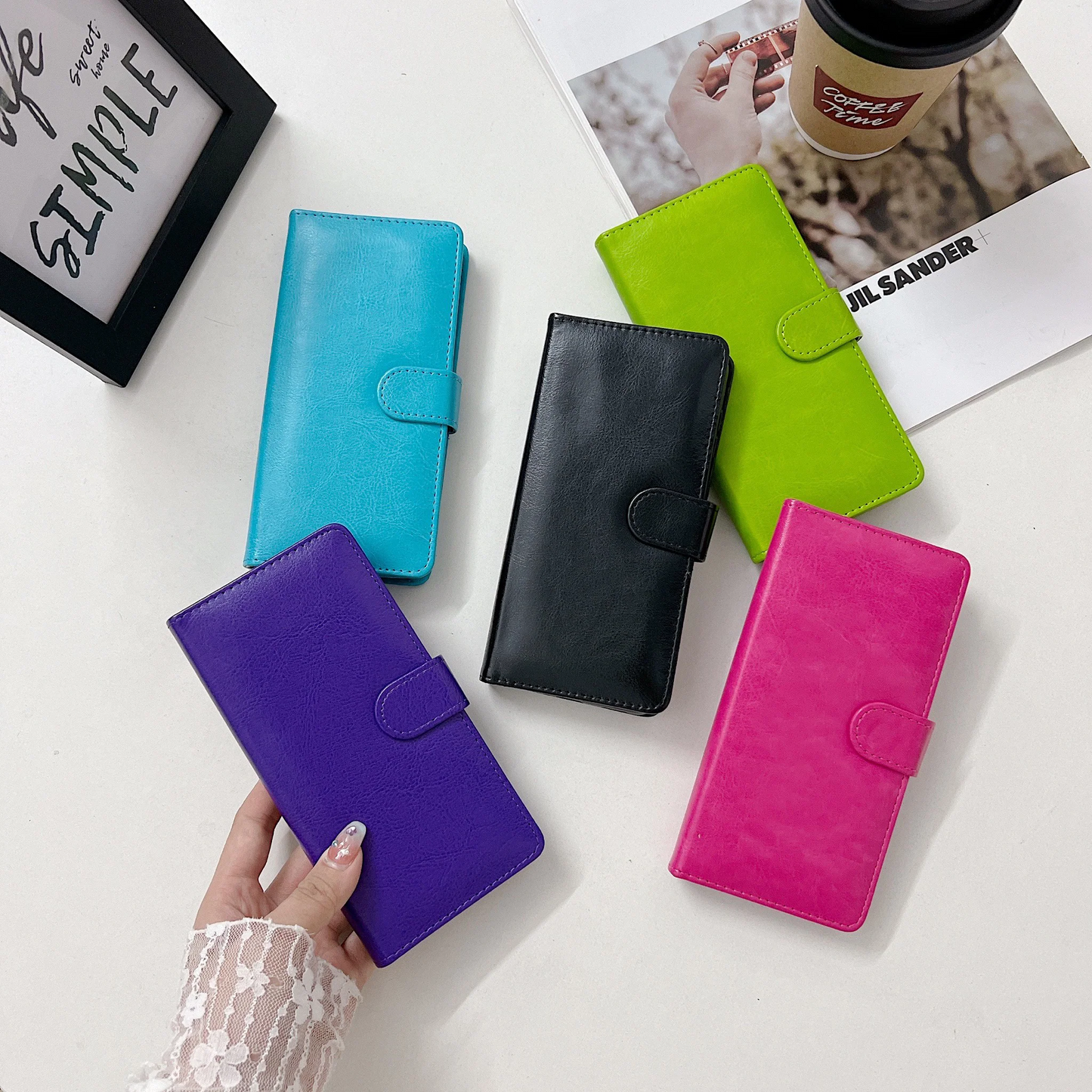 iPhone 12 Mini 5.4 Book Case Fashion Plain Thick Leather Case