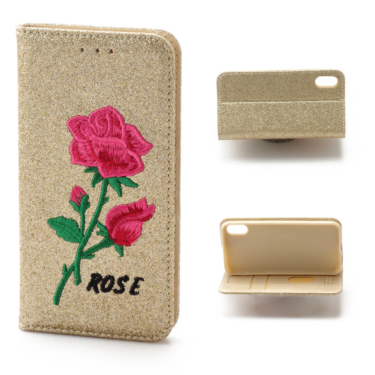 IPhone XR 6.1 Book Case Rose Embroidery