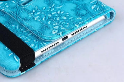 iPad Air 2 9.7 Book Case Rotating Embossed Flower