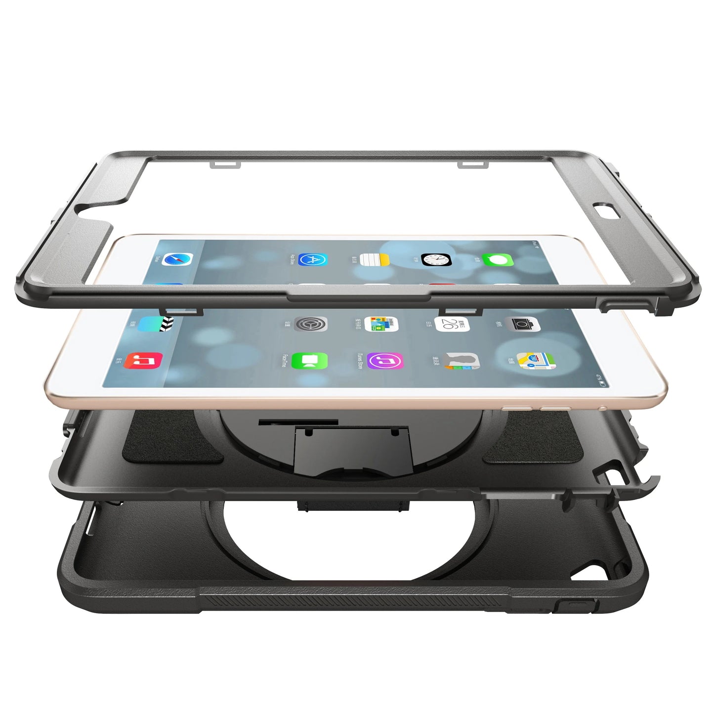 iPad Air 2 9.7 Tough Robot ShockProof Case with Leather Rotating Handle