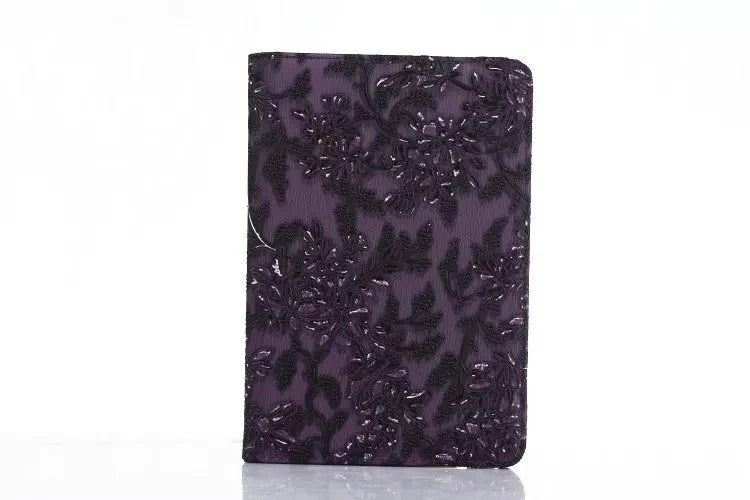 iPad 2 3 4 Book Case Rotating Embossed Flower