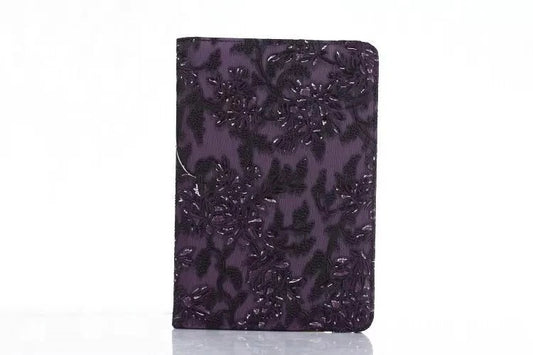 iPad 2 3 4 Book Case Rotating Embossed Flower