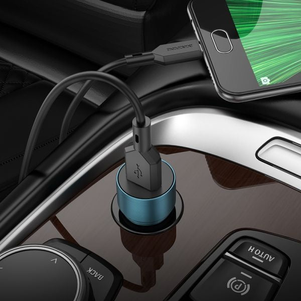 BOROFONE BZ19A Wisdom Single Port QC3.0 Car Charger Set(Micro) - Black