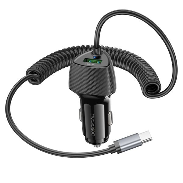 BOROFONE BZ31E Solid PD30W+QC3.0 Car Charger with Cable(Type-C) - Black