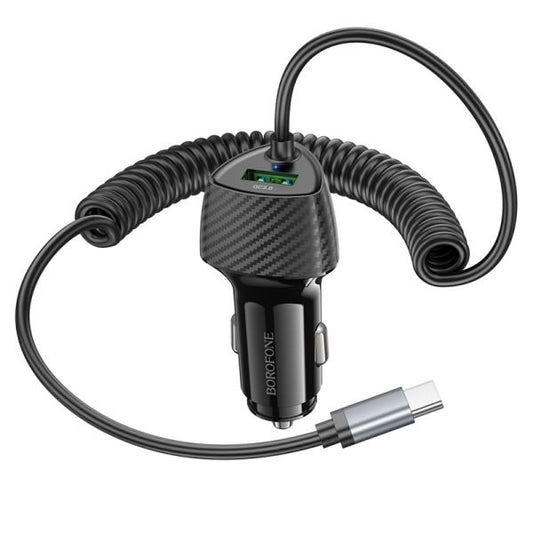BOROFONE BZ31E Solid PD30W+QC3.0 Car Charger with Cable(Type-C) - Black