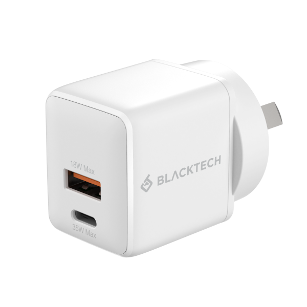 BLACKTECH BC13 1C 1A 35W Super Small PPS PD GaN Charger - White (SAA APPROVED Australia Safety Product)