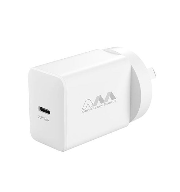 Australian Mobile AMC04 USB-C 20W Power Adapter - White (SAA APPROVED Australia Safety Product)