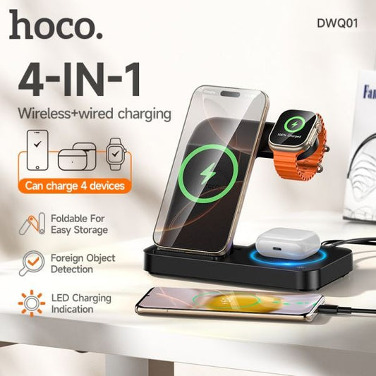 hoco. DWQ01 4 in 1 Wireless Charging Stand - Black