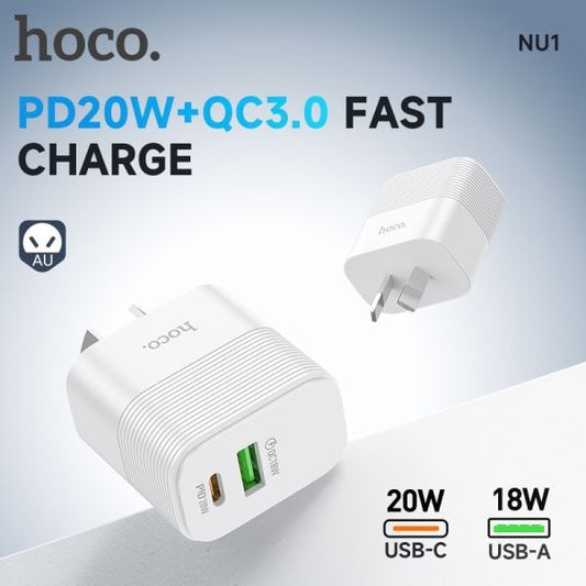 hoco. NU1 1C1A PD20W QC3.0 Power Adapter - White