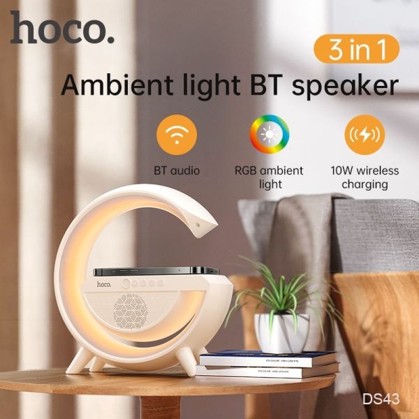 hoco. DS43 15W Wireless Charging Big-G Smart Ambient Light Wireless Speaker - White